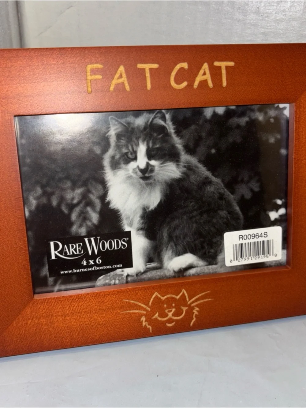 Rare Woods Picture Photo Frame Burnes of Boston Holds 4x6 Pic “Fat Cat”2000
